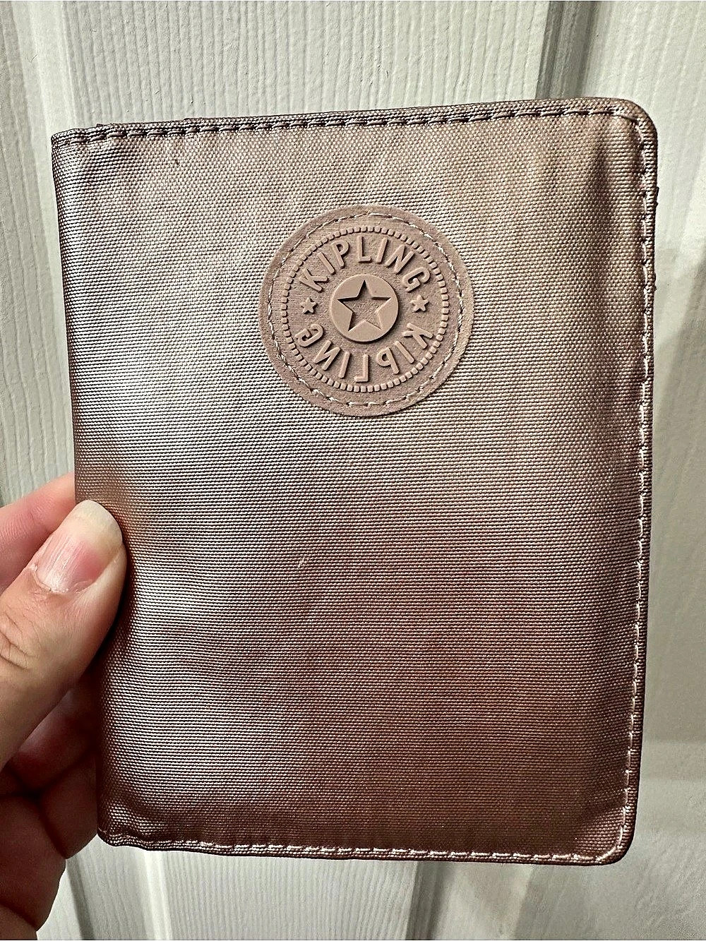 Kipling Passport Holder Pink Rose Gold Metallic Pockets NWT
